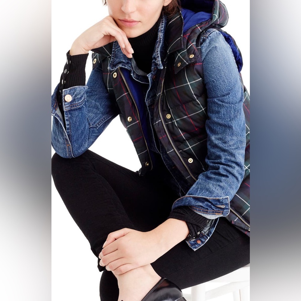 J Crew plaid down vest